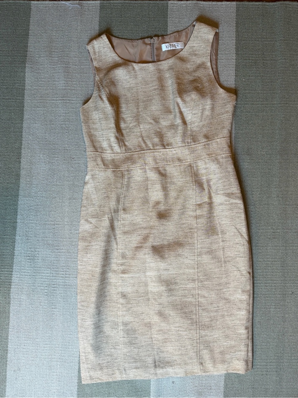 Kasper Sleeveless Tan-Beige Sheath Midi Dress